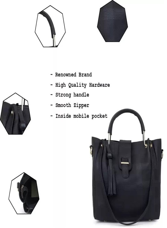 Daniel Clark حقيبة يد نسائية من دانيال كلارك / حقيبة كتف نسائية / حقيبة حمل للبنات / بنقشة جلد التمساح / حقيبة مكتب للنساء (أسود) - Image 4